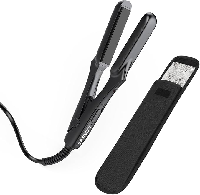 LOVANI Mini Flat Iron 0.5 inch, Dual Voltage Travel Hair Straightener for Short to Medium Hair & Bangs, Small Size Ceramic Tourmaline 3D Floating Plates, Heat‑Resistant Pouch Included