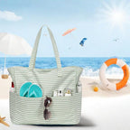 LEDAOU Large Beach Tote Bag Women Waterproof Sandproof Zipper Beach Tote Bag - Image 3