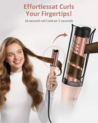 Automatic Curling Iron, Auto Hair Curler with 4 Temperature & 3 Timer Portable Hair Curler Automatic Shut-Off, Anti-Scald, Anti-Tangle 500 Million Ionic Rotating Curling Wand for Hair Styling