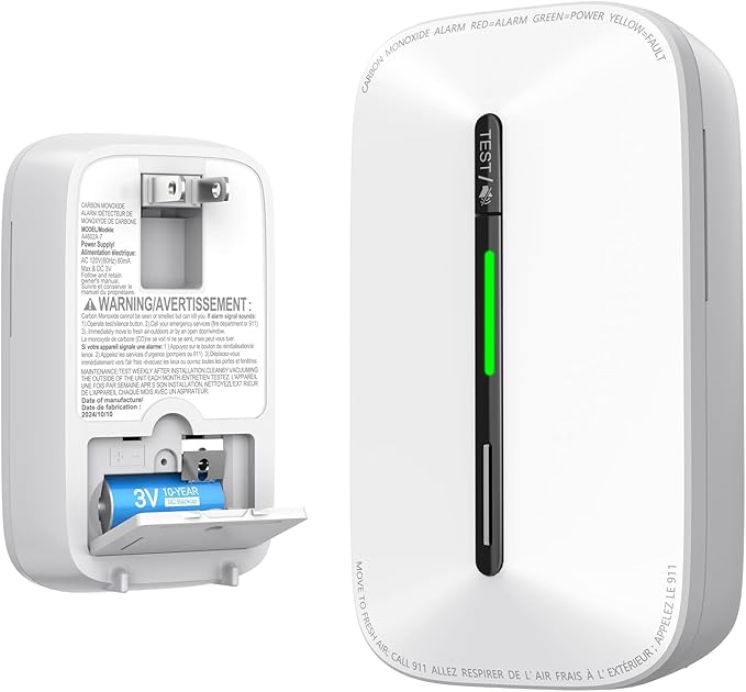Jemay Plug in Carbon Monoxide Detector, 10 Year Battery CO Alarm Detectors by Jemay