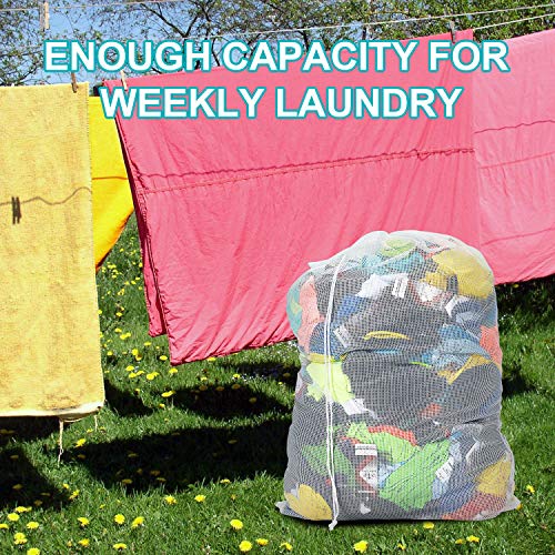 Laundry Bags Mesh Heavy Duty 24" x 36" with Drawstring Closure (Black-3Pack)