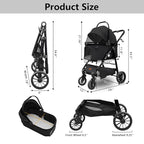 Dog Cat Stroller, Foldable 4 Wheels Dog Stroller - Image 5