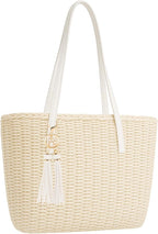 YXILEE Straw Bags For Women | M Size Travel Straw Totes Bag Woven Summer by YXILEE