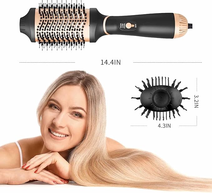 Roewol Nil Hair Dryer Brush, 4-in-1 Styling Tool, Compact, Gold