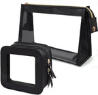 2 Pack Clear Makeup Bag Set Travel Cosmetic Case TSA Approved Toiletry Bag by FFpaw