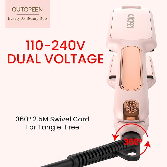 Fashion Pink Infrared 2 Inch Hair Straightener,2 Inch Wide Professional Ceramic Tourmaline Flat Iron with Big Temp Display,140F-450F Degree,Dual Voltage