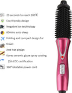 Hair Curler Brush, Folding Curling Heated Round Mini Portable Travel Anti Static Dual Ionic Ceramic Thermal Styler Hair Styling Tool Hot Air Styling Brush for Volume and Soft Curls