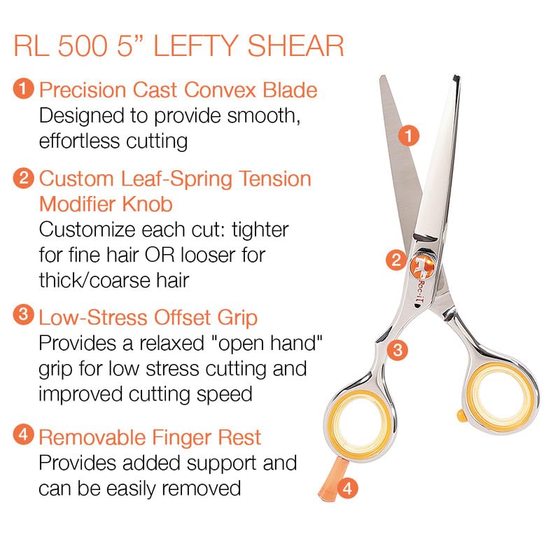 Centrix Roc It Dog Professional Stylist 5” Hair Cutting Shears and RTL (RL 500 & RTL 30 (Lefty))
