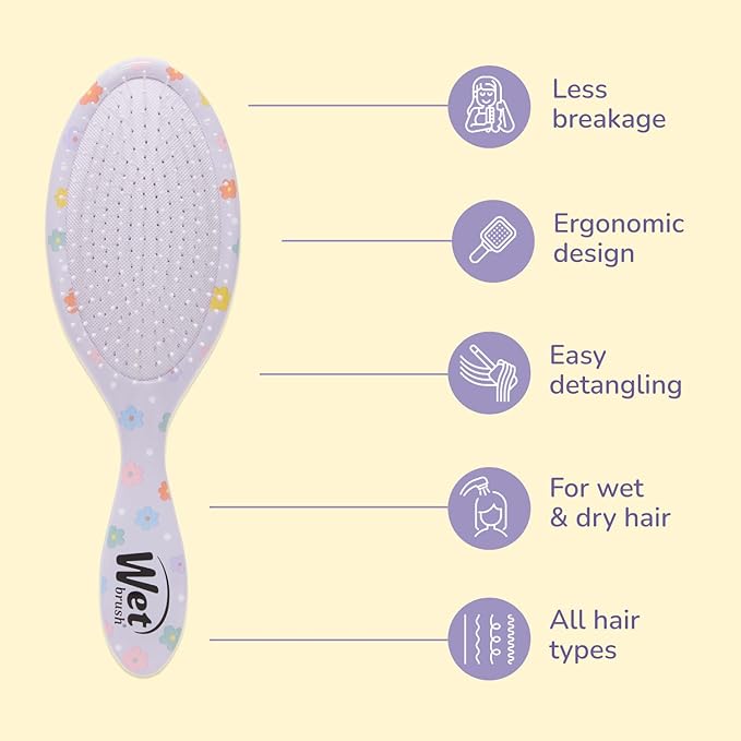 Wet Brush Original Detangling Hair Brush, Hello Disney Daisy Duck - Ultra-Soft IntelliFlex Bristles - Detangler Brush Glide Through Tangles With Ease For All - For Women, Men, Wet & Dry Hair