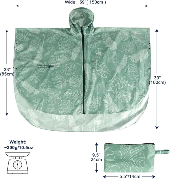ANYOO Waterproof Rain Poncho Lightweight Reusable Hiking Hooded Coat Jacket - Image 5