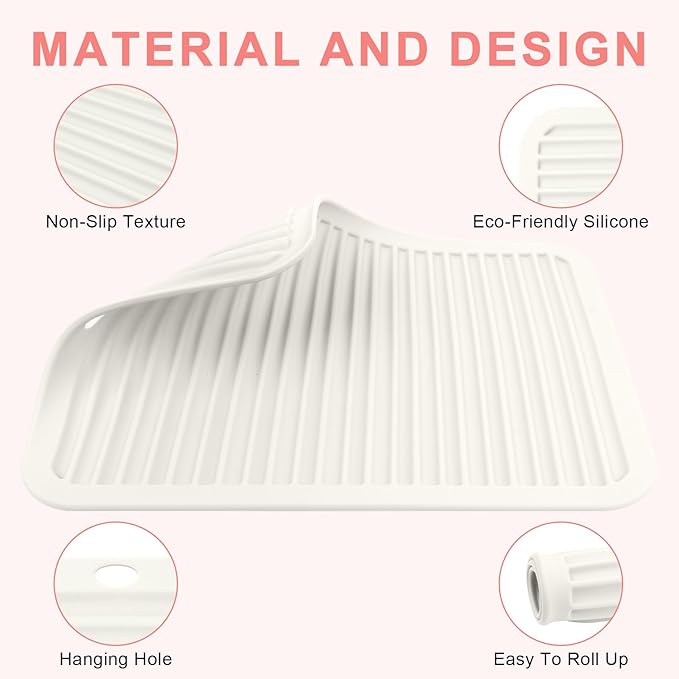 Oversize Silicone Heat Resistant Mat, Professional Hot Hair Tools Mat for Curling Iron, Flat Iron, Hair Straightener, Portable Hot Pad Cover with Velcro for Travel Home Salon(14.2" x 11.0")