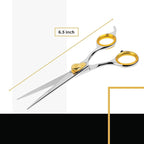 Sharf Gold Touch Pet Grooming Shear | Straight Cat & Dog Grooming Scissors | 6.5 Inch | 440c Japanese Stainless Steel Pet Dog Shearing Scissors | Animal Shears with Removable Comfort Rings