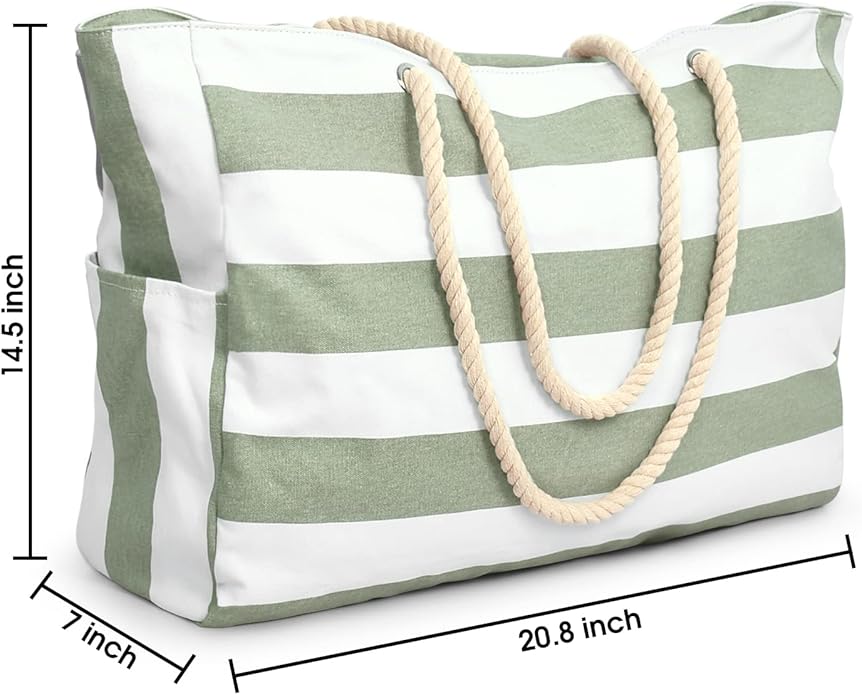 Becokan Beach Bags for Women Large Waterproof Beach Tote Bag Zipper Beach Bags - Image 4
