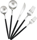 Gugrida Black Handle Matte Silver Silverware Set by Gugrida
