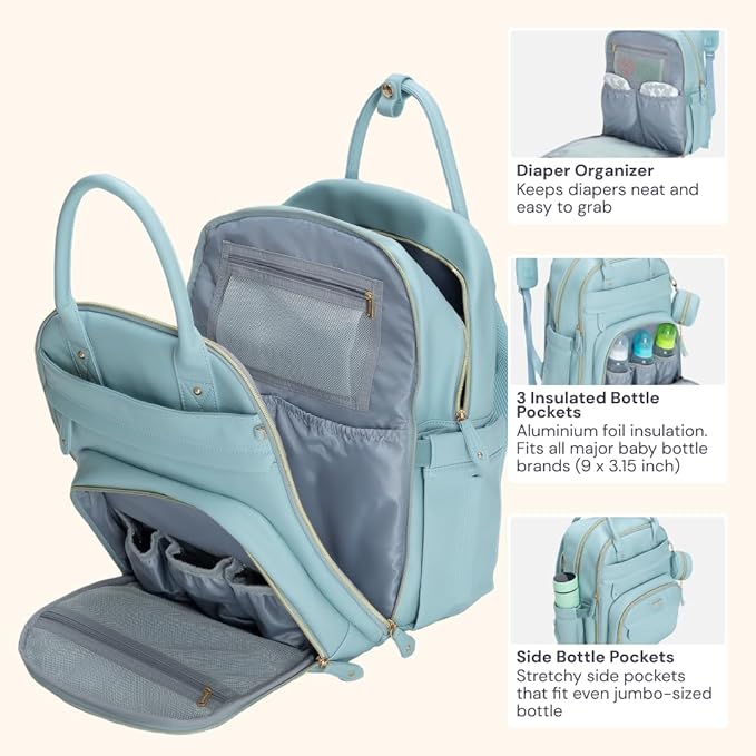 BabbleRoo Leather Diaper Bag Backpack - Image 5