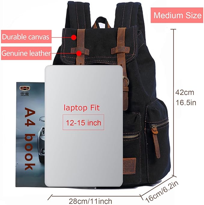 AUGUR High Capacity Canvas Vintage Backpack - Image 5