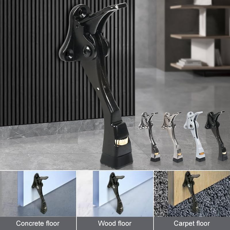 3 Packs Heavy Duty Kickdown Door Stopper (Black / 4 inch x 3pack)