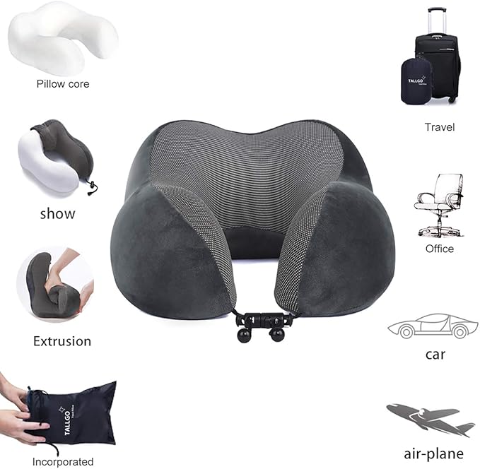 Travel Pillow, Best Memory Foam Neck Pillow Head Support Soft Pillow - Image 7