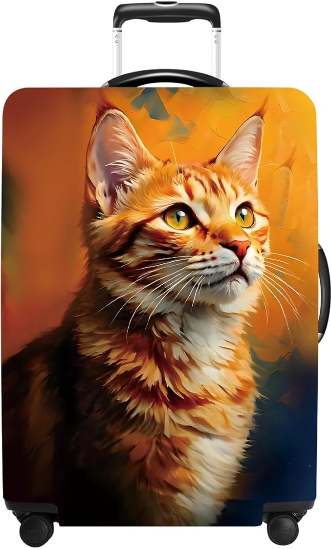 Cat Luggage Cover Washable Suitcase Protector Anti-Scratch, Stretchable Fit by THISFIND