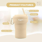 Collapsible Cup with Reusable Straw – 18 Oz, Portable Travel Mug, Leak-Proof - Image 2