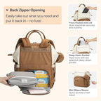 BabbleRoo Leather Diaper Bag Backpack, Unisex Stylish Travel Back Pack Nappy - Image 5
