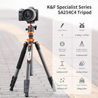 K&F Concept 63" Carbon Fiber Camera Tripods, D254C1+BH-28L Compact Tripod - Image 2