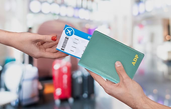 Personalized Monogrammed Turquoise Leather RFID Passport Wallet - Image 7