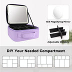 Travel Makeup Bag with LED Mirror and 10x magnifying glass with 3 Lighted - Image 4