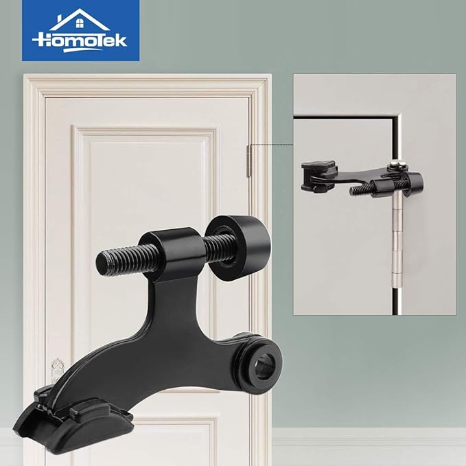 HOMOTEK 12 Pack Hinge Pin Black Door Stopper, Adjustable Deluxe Heavy Duty Door - Image 5