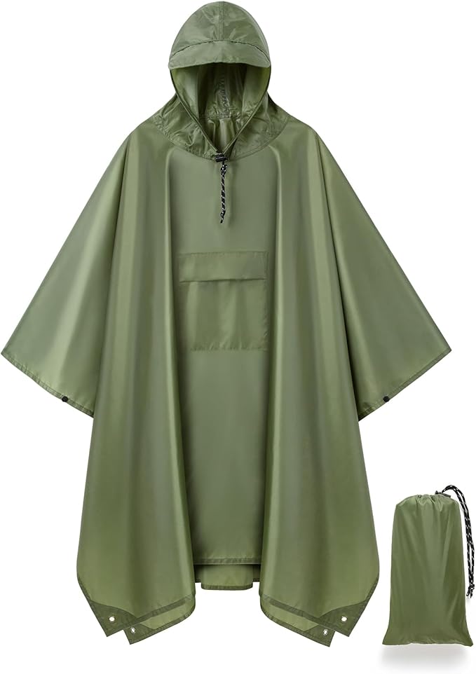 salamra Hooded Rain Poncho Waterproof Raincoat Jacket by salamra