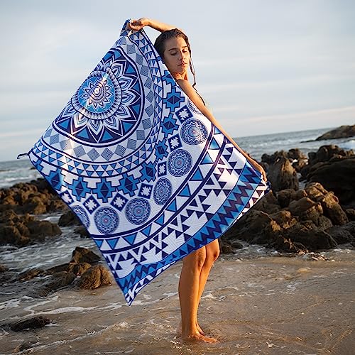 Quick Dry Microfiber Beach Towel (Blue Angel / Extra Large 78x35")