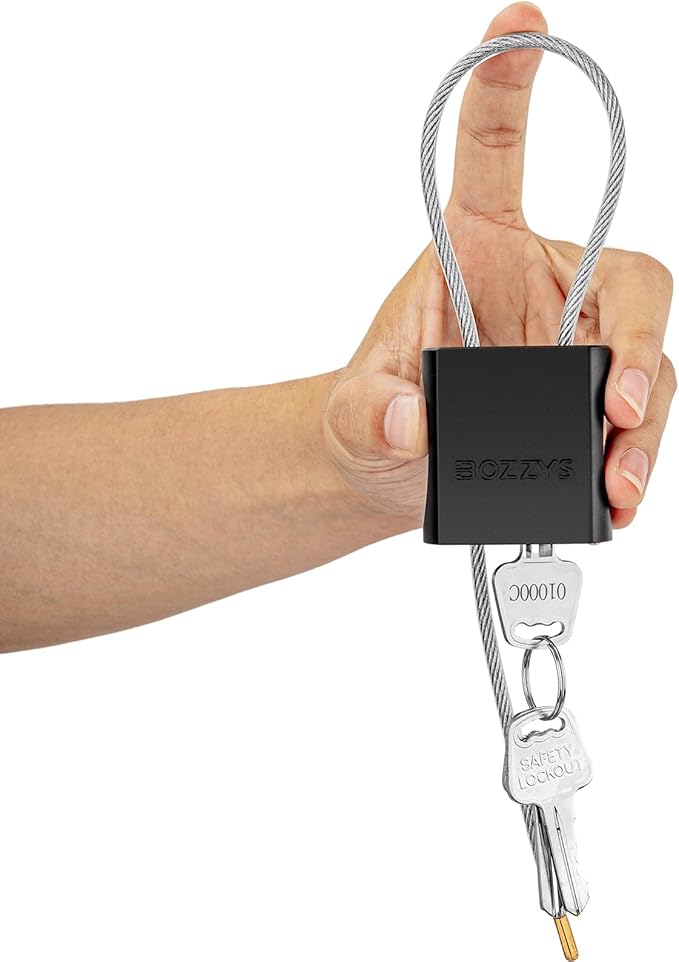 Adjustable Cable Padlock with 3 Keys | 1.15ft L x 1/6in D Aluminum Steel Cable by BOZZYS