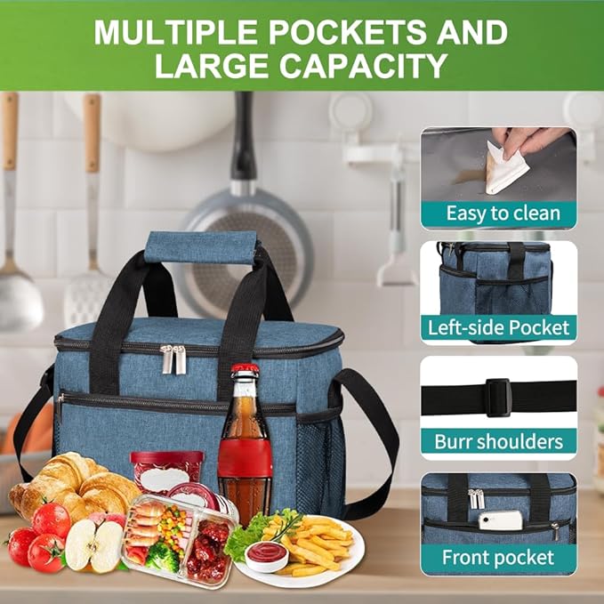 iknoe Large Foldable Cooler Bag, 8.5L Insulated Lunch Bag, Leakproof Lunch - Image 5