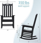 Psilvam Oversized Outdoor Rocking Chair Set of 2, Porch Rocker - Image 3
