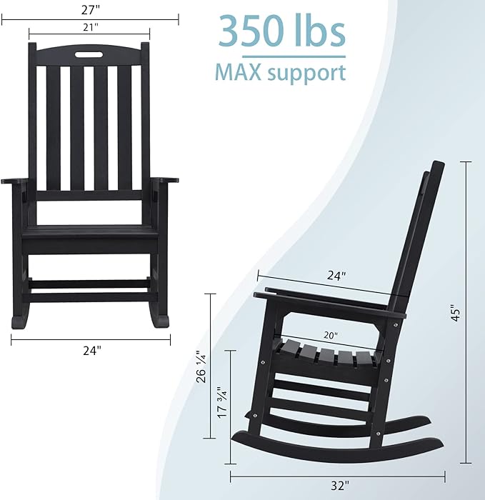Psilvam Oversized Outdoor Rocking Chair, - Image 3