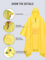 SaphiRose Extra Thick Hooded Rain Poncho Double Layer Waterproof Raincoat Jacket - Image 4