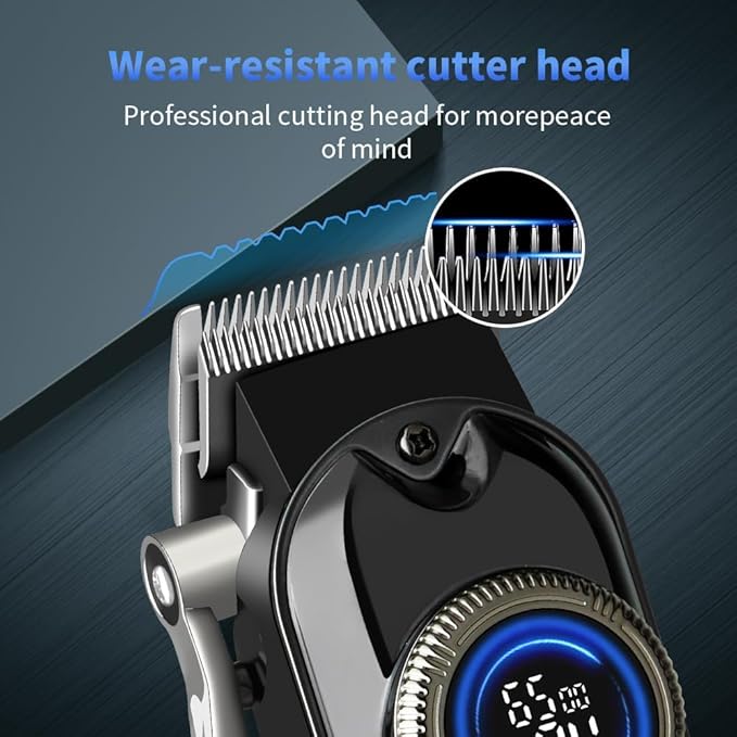 LQT® Hair Clippers for Men Professional, Body Hair Trimmer & Cordless Grooming Set with LED Display Zero Gap Clippers,Fade Haircut Kit, Electric Hair Cut Machines- Ideal Gifts for Men (Blue)