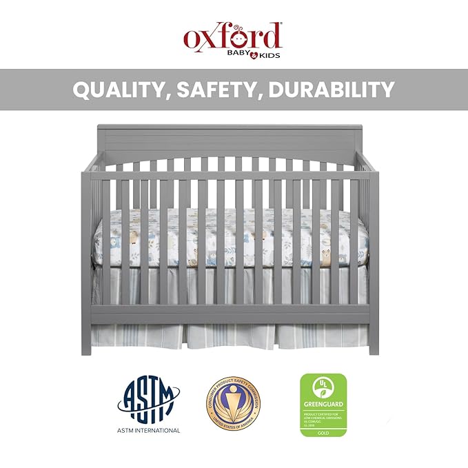 Oxford Baby Harper 4-in-1 Convertible Crib, Dove Gray - Image 5