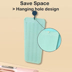 2 Pcs Professional Silicone Heat Resistant Mat Pouch for Curling Iron, Flat Iron and Other Hot Tools, Portable Travel Mat and Cover for Hair Styling Tools with Hanging Hole (2PCS Green)
