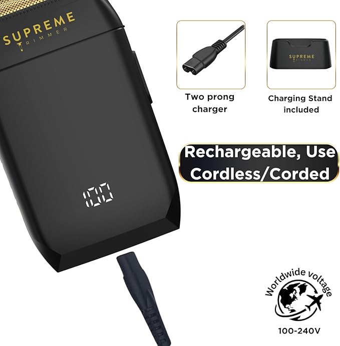 Supreme Trimmer Crunch STF602 – Waterproof Double Foil Shaver for Men | 150 Min Runtime, Wet/Dry Cordless & Corded Electric Razor | Hypoallergenic Foils for Face, Head & Stubble