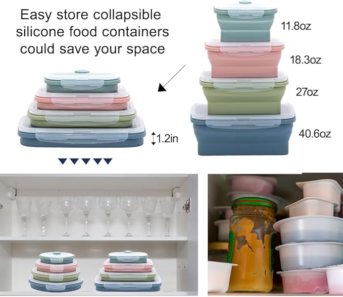 Collapsible Silicone Food Storage Container Set - Image 5