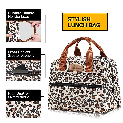 Insulated Lunch Bag for Women Men (Leopard Print)