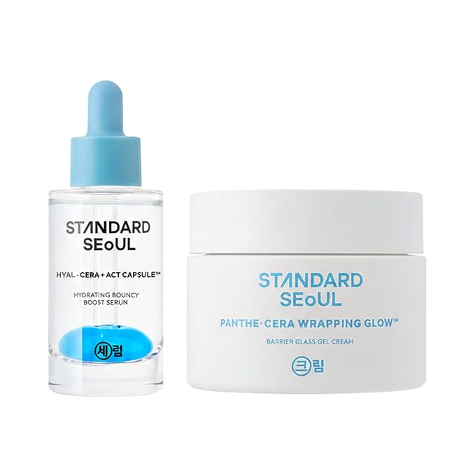 Glass Skin Barrier Kit | Hyaluronic Acid Serum + Panthenol Gel Cream | Hydration & Radiance Care Routine | With Ceramide, Ectoin & Azulene | K-Beauty Skincare Set