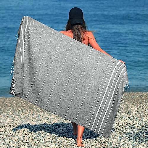 Cotton Turkish Beach Towels (39 x 72 inch ( Beach towel - 4 PACK ) / Grey)