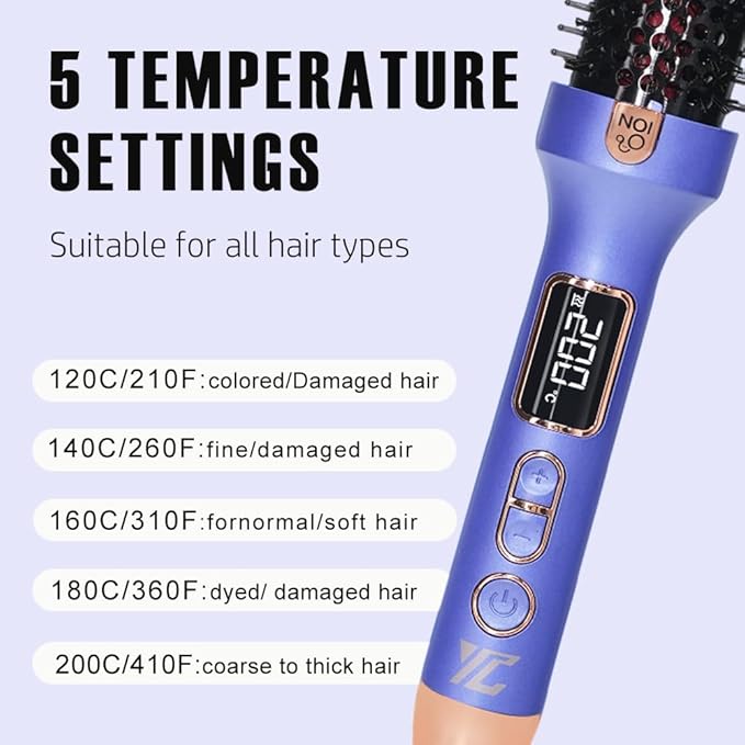 Infrared Thermal Brush, 38mm 3 in 1 Heated Round Curling Brush, Negative Ionic Lightweight Heated Hot Brush, Dual Voltage US Plug, Hair Straightener Curler Comb for Volumizing Curls and Smooth Hair