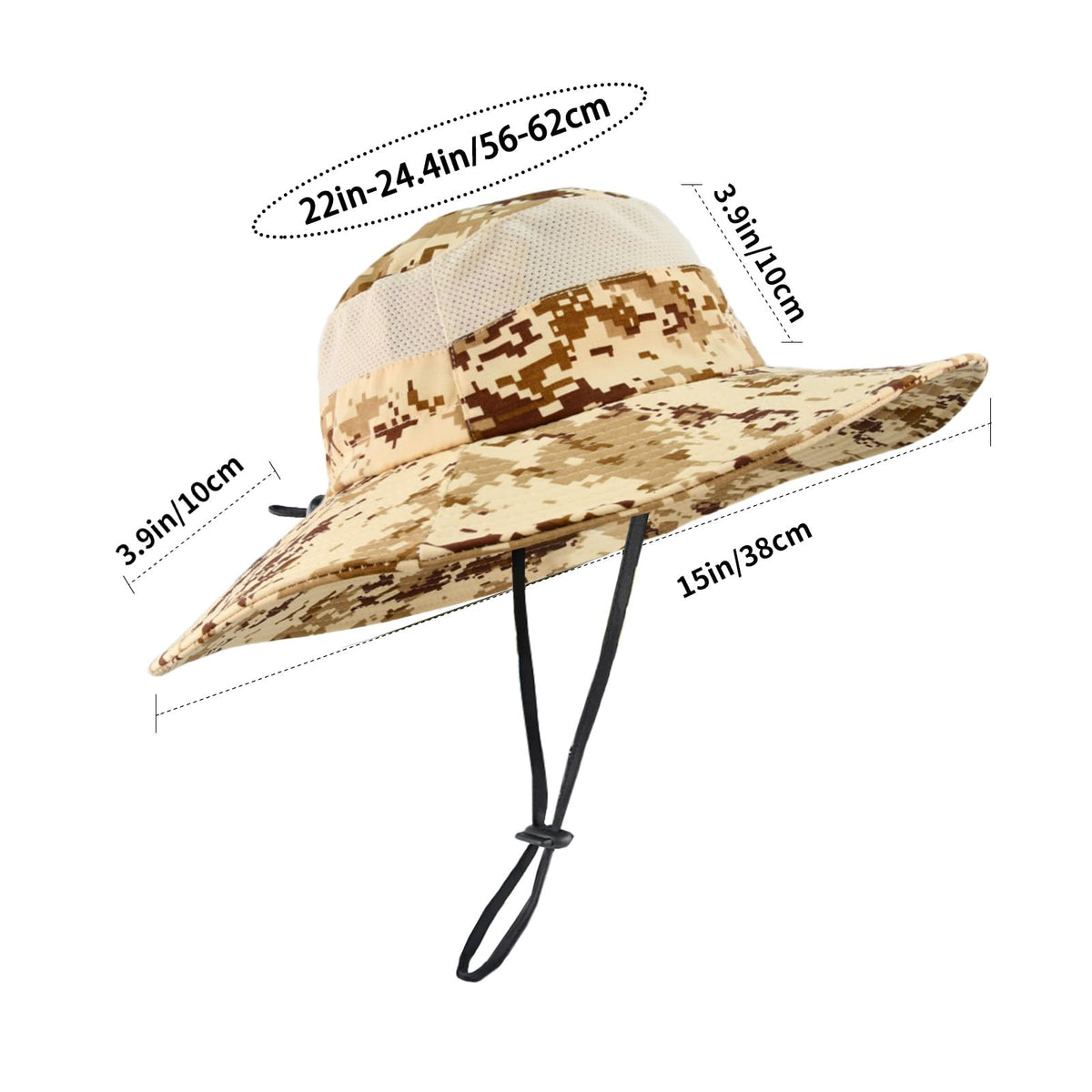 Sun Hats for Men Women UPF 50+ Breathable Wide Brim Summer Fishing (Degital Beige)