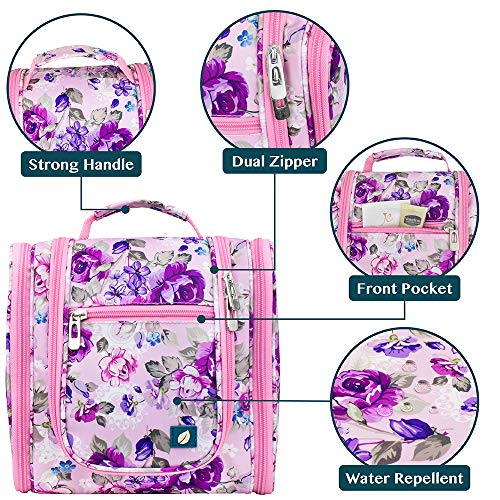 Toiletry Bag Travel Bag for Women Men (Floral Purple / Standard (9x4x9))