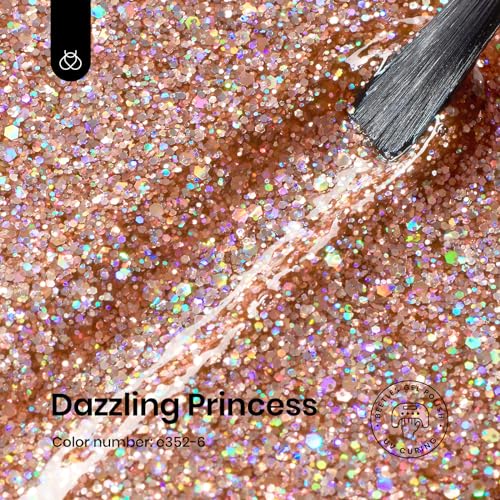 Beetles Glitter Gel Nail Polish 15ML Rose Gold Reflective Pink Gel Polish (L - Shimmery Gold | Dazzling Princess)