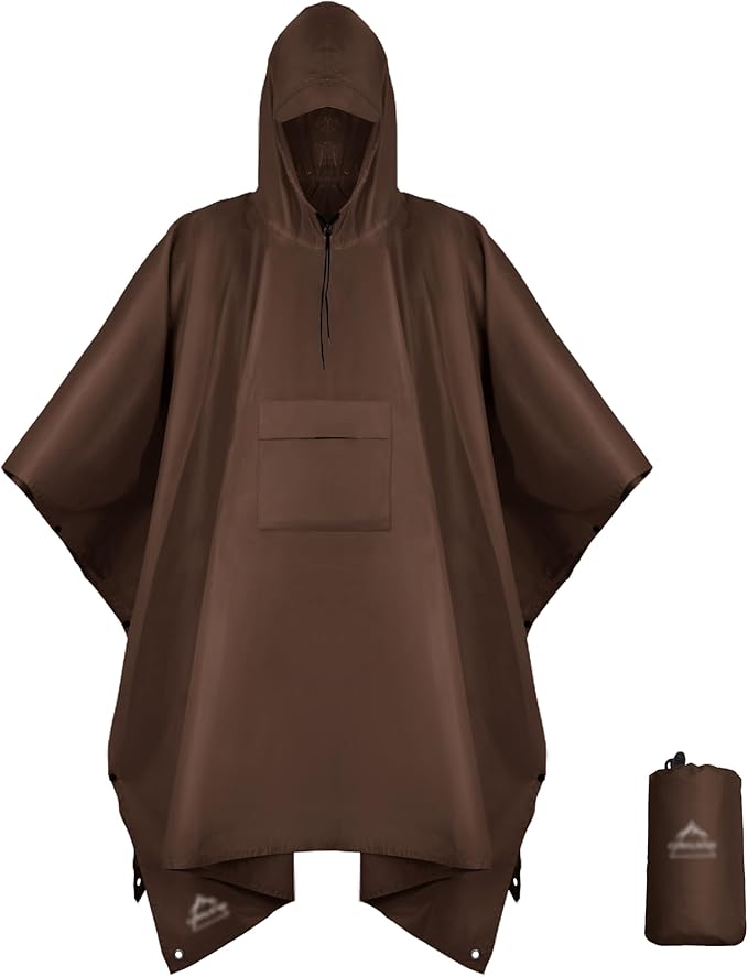 Coralrain Hooded Rain Poncho Lightweight Waterproof Unisex Raincoat Jacket by Coralrain