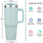 40 oz Tumbler with Handle and 2 Straws, 2 in 1 Lid Insulated Water Bottle - Image 4